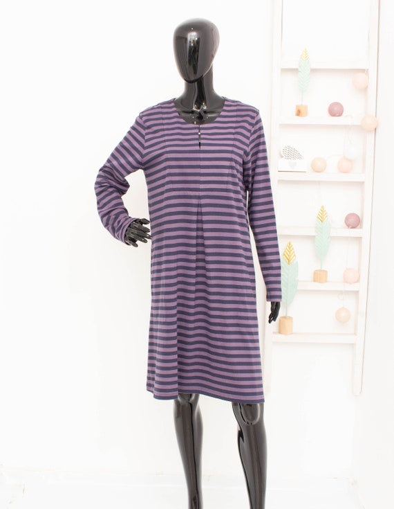 GUDRUN SJODEN Dress Blue Purple Striped Organic C… - image 5