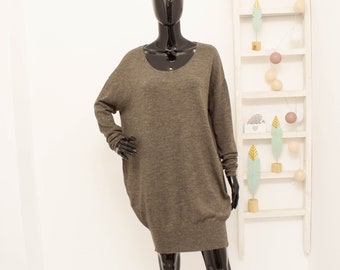 Sarah Pacini Jumper Dress Baby Alpaca Merino Wool Sweater Dress Relax Fit Oversized One Size