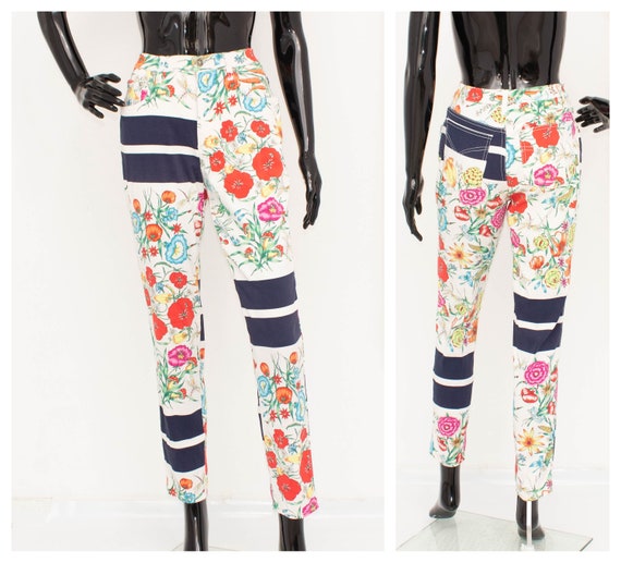 Vintage Moschino Jeans Trousers Floral High Waist… - image 1
