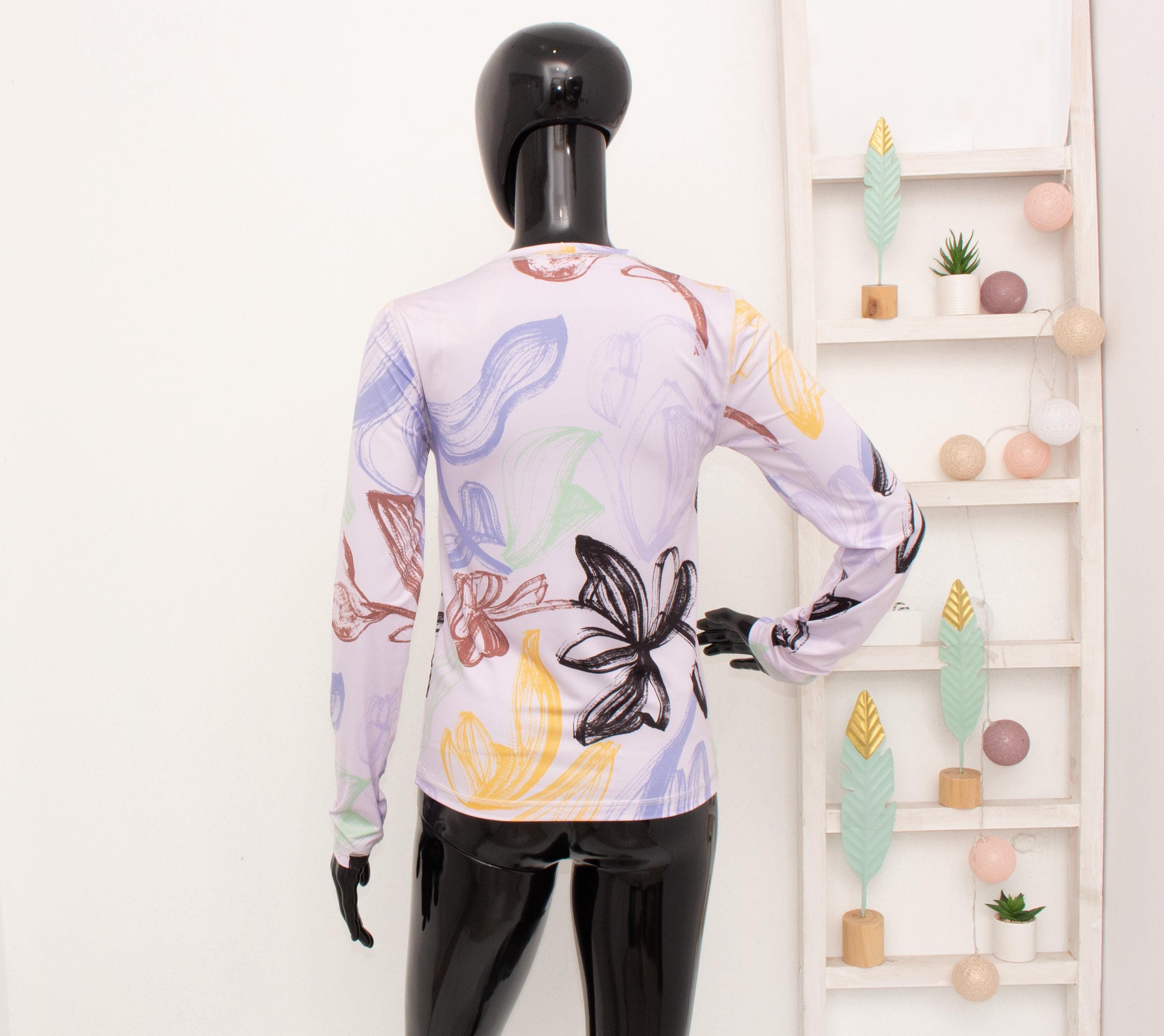Stine Goya Blouse Juno Purple Floral Long Sleeve Stretch Jersey