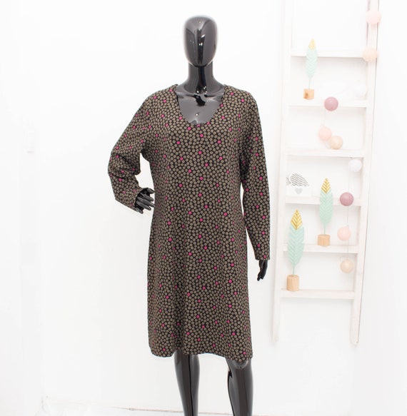 Robe Gudrun Sjoden Coton bio Noir a fleurs avec poches Lagenlook suedois XL Etsy France