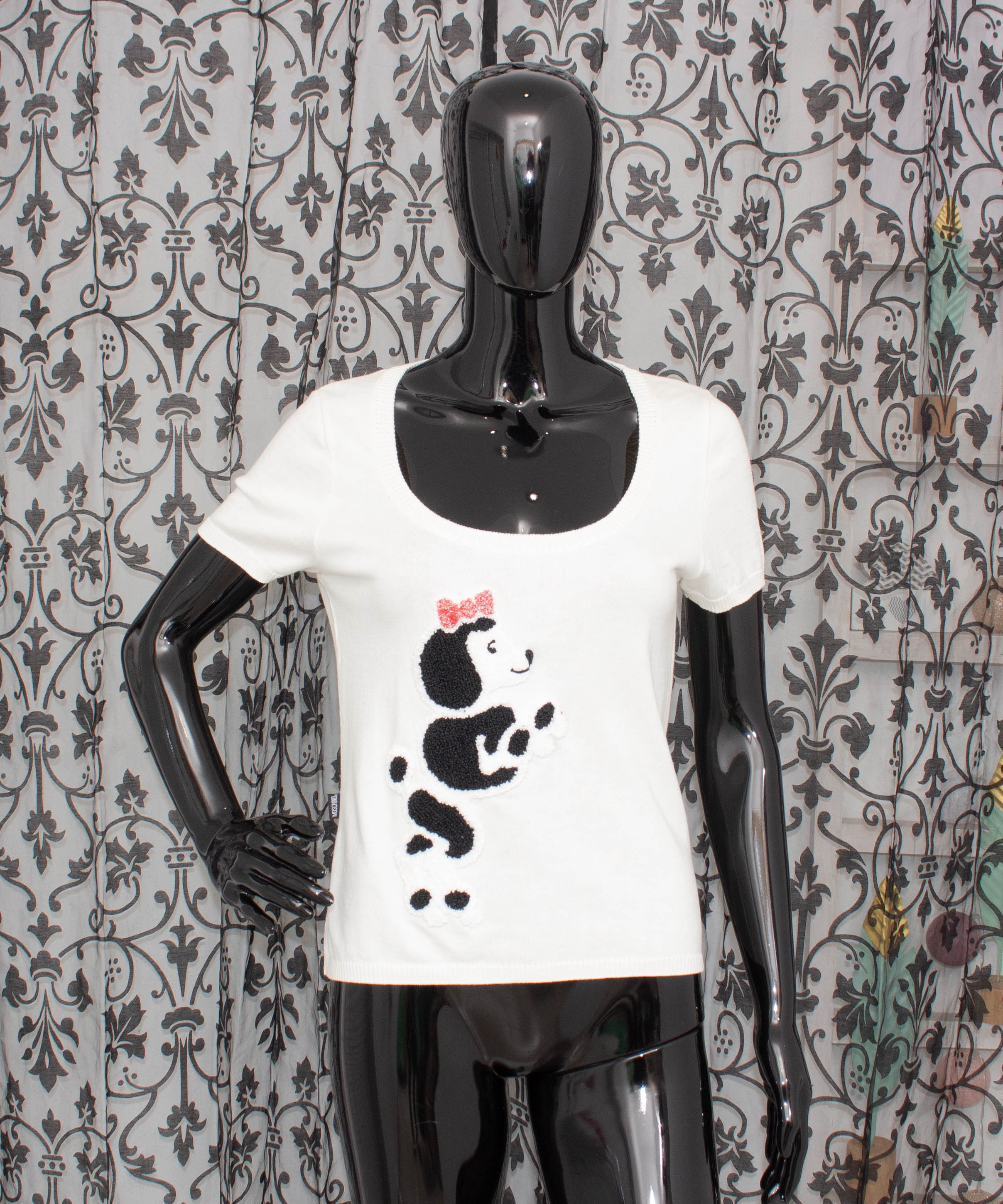 MOSCHINO JEANS Poodle Sweater White Short Sleeve Jumper