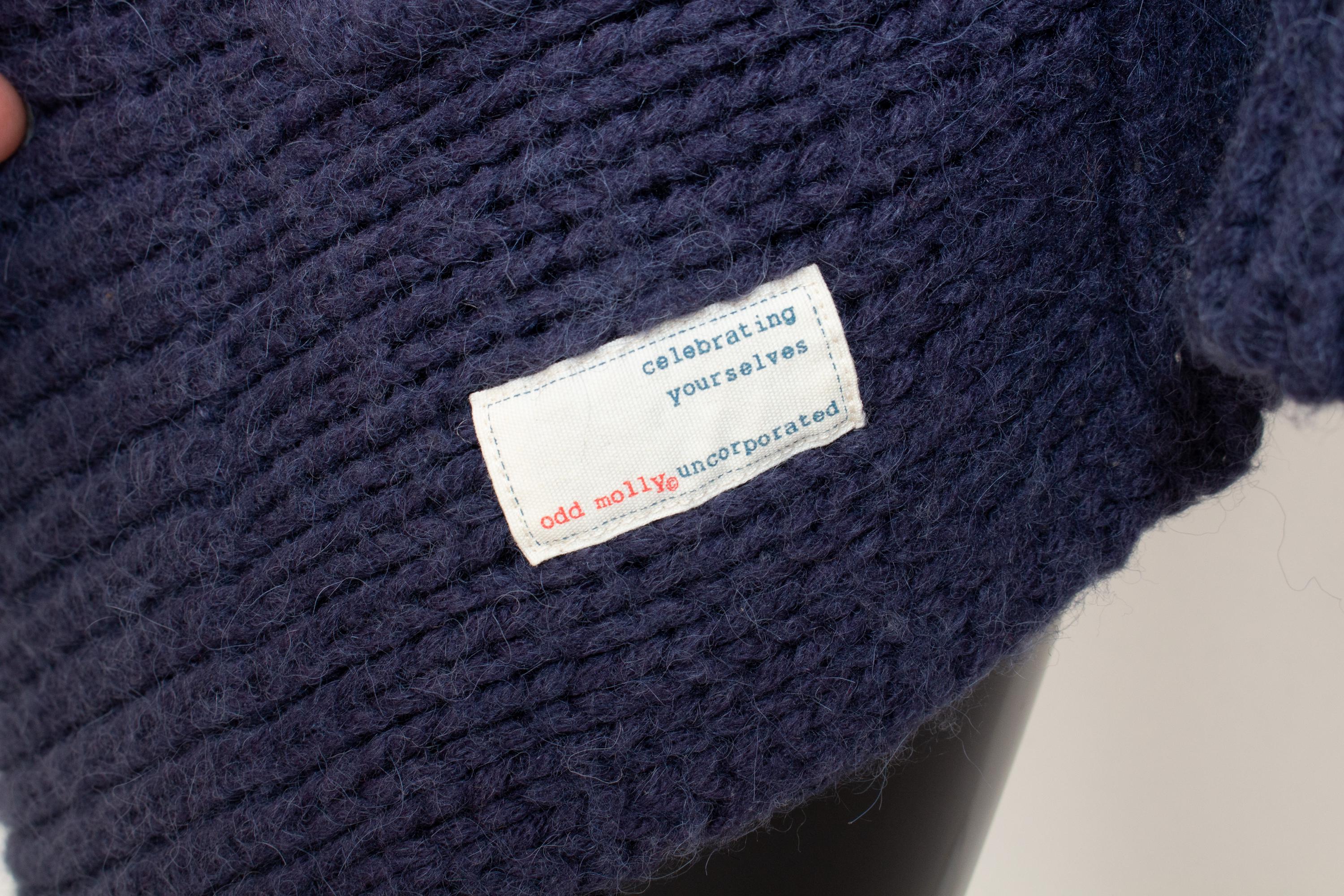 Alpaca Cardigan Odd Molly Crochet Wool Knit Coat Wrap Blue