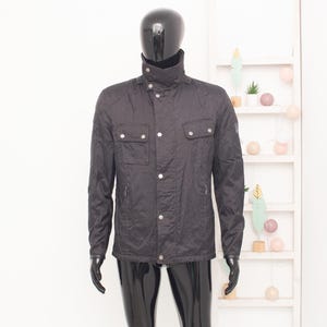 Belstaff Gold Label Jacket Black Multipocket Leather Trim Coat Men&#39;s Vintage Biker Rocker Size S