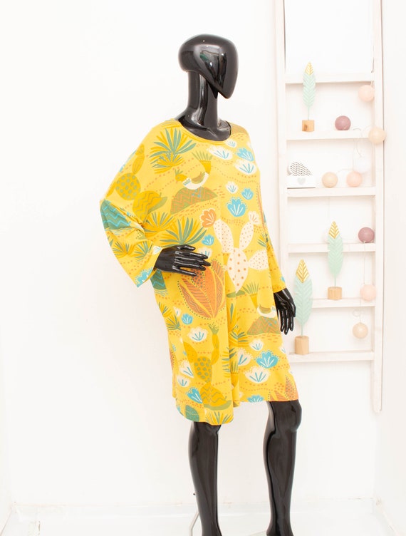 Gudrun Sjoden Dress Yellow Cactus Jersey Stretch … - image 5
