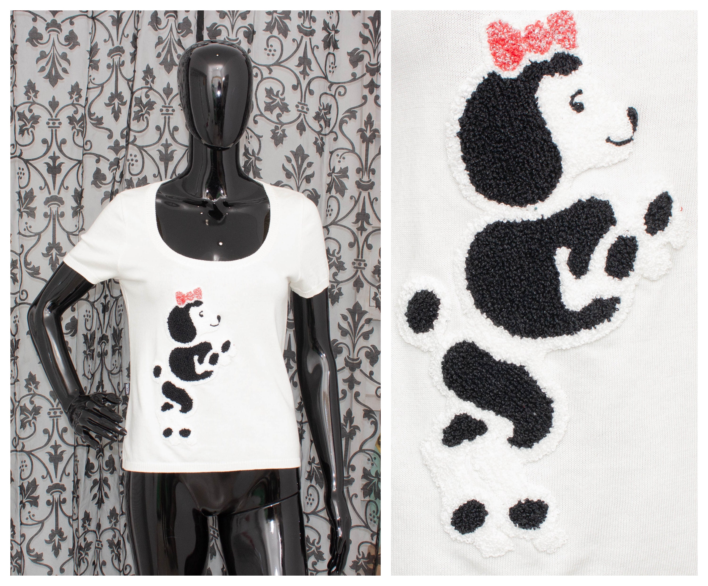MOSCHINO JEANS Poodle Sweater White Short Sleeve Jumper
