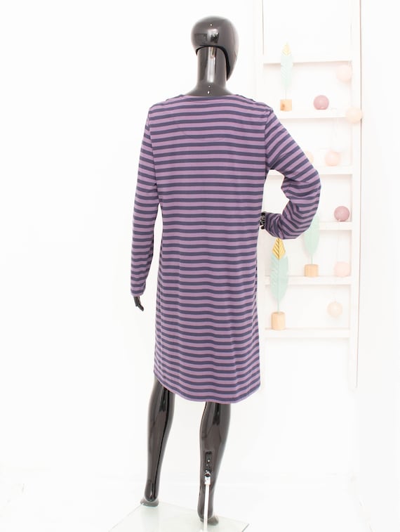 GUDRUN SJODEN Dress Blue Purple Striped Organic C… - image 7