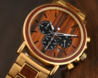 Reloj para hombre, reloj de madera, reloj personalizado, reloj grabado, reloj de madera, reloj de padrinos, regalo para padrinos, regalo para papá, regalos de hombre