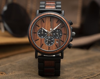 Reloj para hombre, reloj de madera, reloj personalizado, reloj grabado, reloj de madera, reloj de padrinos, regalo para padrinos, regalo para papá, regalos de hombre