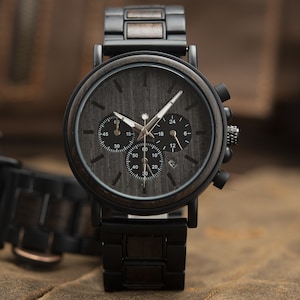 Herenhorloge Vriendje cadeau Jubileumcadeau Gepersonaliseerd horloge Gegraveerd horloge Bruidsjonkers kijken Houten horloge Cadeau voor mannen afbeelding 1