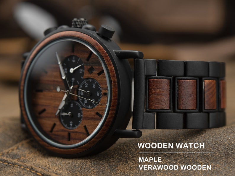 Mens Watch, Wood Watch, Personalized Watch, Engraved Watch, Wooden Watch,Groomsmen Watch, gift for groomsmen, Gift for Dad, Man gifts immagine 5