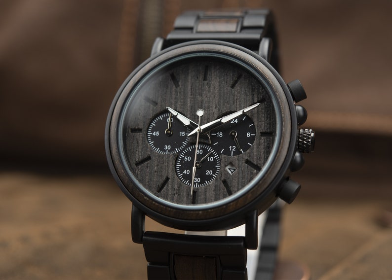Herrenuhr Freund Geschenk Jubiläumsgeschenk Personalisierte Uhr Gravierte Uhr Groomsmen Uhr Holzuhr Geschenk für Männer Bild 5