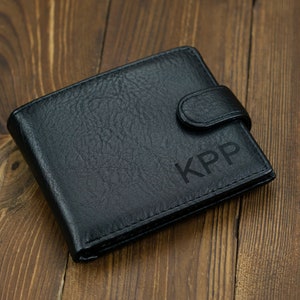 Carteira masculina personalizada gravada, carteira de couro preto macio genuíno, presente personalizado para ele, marido, pai, padrinhos, presente de dia dos pais