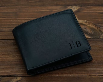 Personalized carving men's black wallet, real soft leather wallet, giving his anniversary gift, husband, father, best man, Father's Day gift
