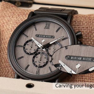 Wooden Watch for Boyfriend My Man Fiancé Husband Customized Personalized Wood Watches for Men Birthday Anniversary Personalized Watch image 3