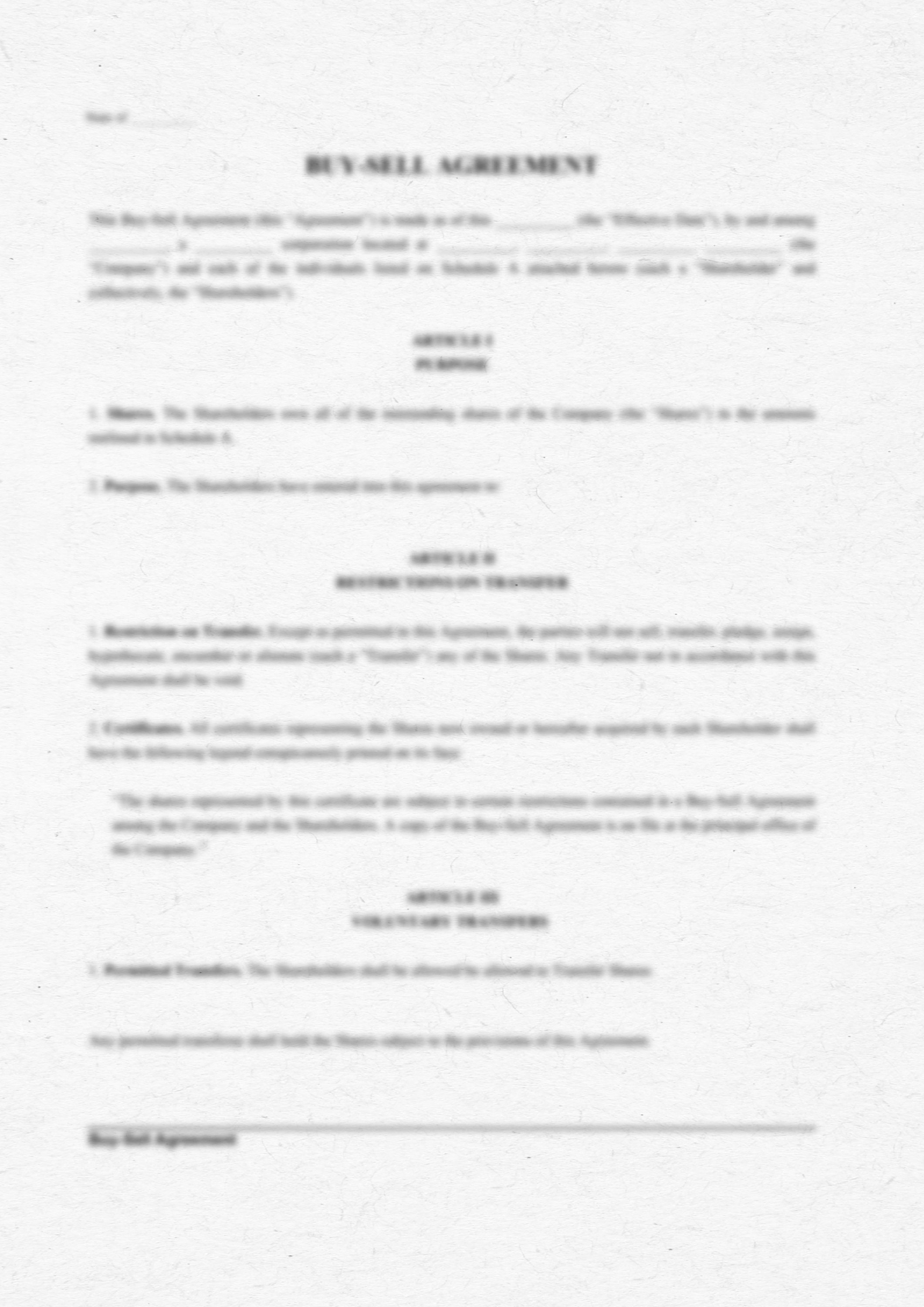 Buysell Agreement PRINTABLE and EDITABLE Legal Form Document Etsy