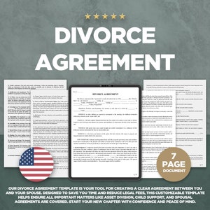 Printable Divorce Papers - Marital Settlement And Legal Separation Agreement- Decree of Divorce Form - Agreed Divorce Contract PDF Editable
