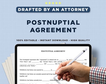 Customizable Postnuptial Agreement Template - Legal Postnup Form, Printable & Editable
