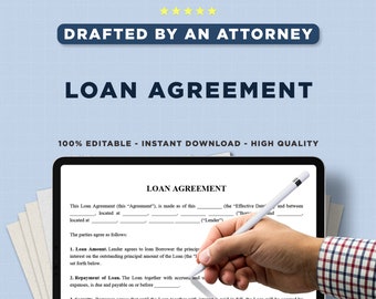 Loan Agreement PRINTABLE and EDITABLE Legal Form Template Standard For you