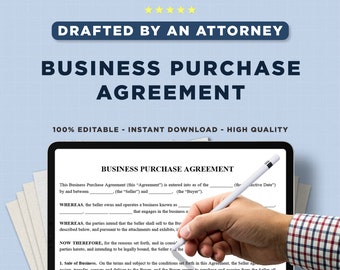 Business Purchase Agreement PRINTABLE and EDITABLE Legal Form Document Template Standard For your Business US
