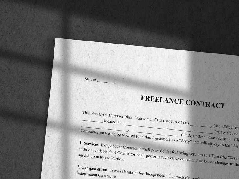 Freelance Contract PRINTABLE and EDITABLE Legal Form Document Etsy