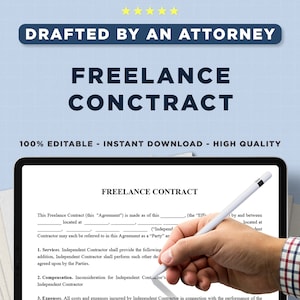 Freelance Contract PRINTABLE and EDITABLE Legal Form Document Template Standard