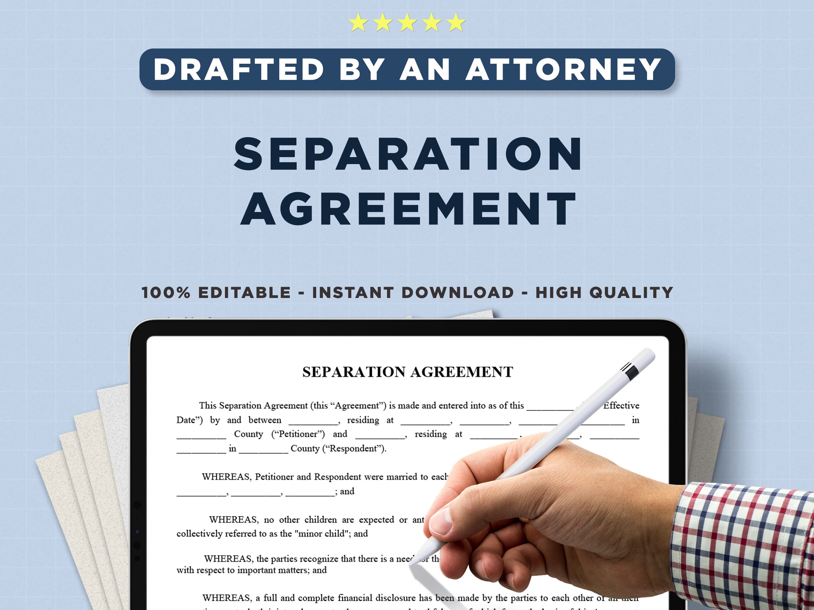 Separation Agreement Notary Acknowledgement PRINTABLE and EDITABLE ...