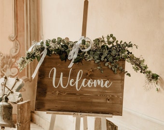 Cartello decorativo in legno con scritta "Welcome" personalizzabile/ Cartello di benvenuto in legno personalizzabile