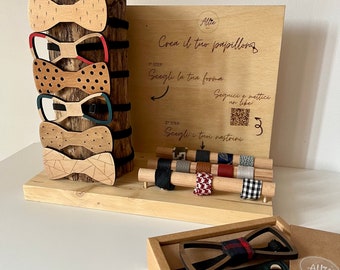 Papillon in legno con nastrini intercambiabili/Wooden bow tie/Papillon uomo/idea regalo/ accessori matrimonio/occasioni speciali/gift ideas