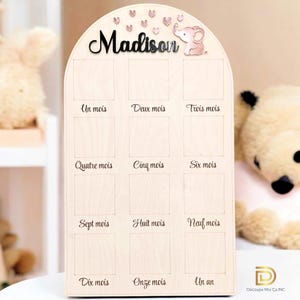 Mi cartel de madera de primer año, marco de primeros 12 meses, regalo baby shower, regalo de cumpleaños, marco de madera para primer año de vida