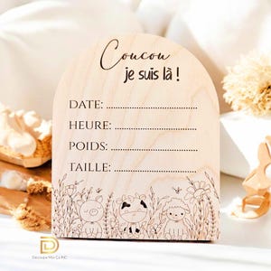 Pastille de naissance | Pastille en bois | Pastille coucou | Pastille en bois de naissance | Pastille en bois bébé coucou je suis là ferme