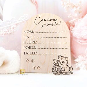 Pastille de naissance | Pastille en bois | Pastille coucou | Pastille en bois de naissance | Pastille en bois bébé | coucou je suis là chat