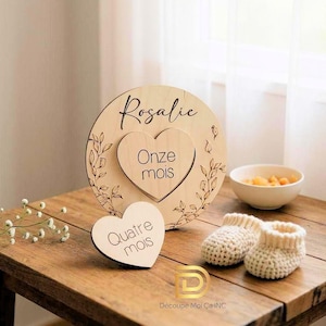 Pastille birth | Pastille wood 12 months | Pastille wood interchangeable| Pastille wood baby | pastille leaves heart 12 months