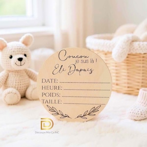 Pastille de naissance | Pastille en bois | Pastille coucou | Pastille en bois de naissance | Pastille en bois bébé | coucou je suis là