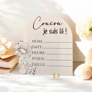 Pastille de naissance | Pastille en bois | Pastille coucou | Pastille en bois de naissance | Pastille en bois bébé coucou je suis là lapin