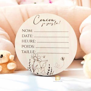 Pastille de naissance | Pastille en bois | Pastille coucou | Pastille en bois de naissance | Pastille en bois bébé coucou je suis là faon