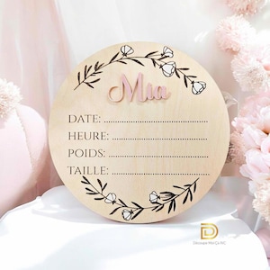 Newborn Birth disc, Birth announcement sign, Birth baby arrival, wood hospital sign, wooden baby photo, hello world sign