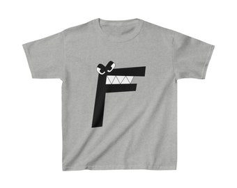 Kids Alphabet Lore Letter F "F" Tee Shirt T-Shirt Soft Heavy Cotton ABC's YouTube
