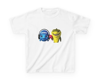 Camiseta infantil de Roblox con diseño de pez y tiburón, para niños, de Minecraft, para niños, ideal como regalo para gamers.