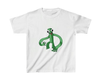 Rainbow Friends Green Monster Youth Tee, YouTube Cartoon Shirt