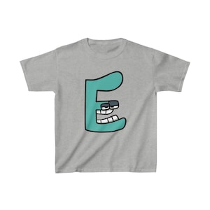 Alphabet Lore Letter E &quot;E&quot; Tee Shirt T-Shirt Soft Heavy Cotton ABC&#39;s YouTube Quality Printed Multiple Colors To Choose From FREE SHIPPING