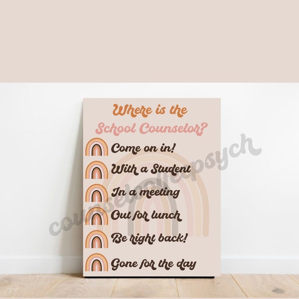 Where is the School Counselor Door Sign Retro Aesthetic School Counselor Office