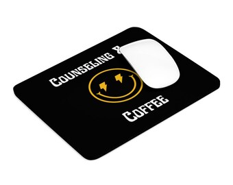 School Counselor Mouse Pad - Counseling and Coffee Lightening Bolt Smiley School Counselor Mouse Pad Round OR Rectangle