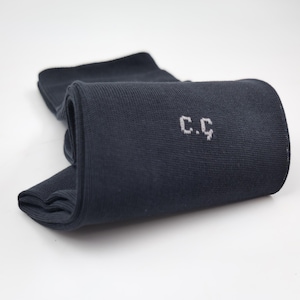 Personalized Anthracite Thin Mercerized Crew Premium Quality Socks, Suit Embroidered Socks, Groomsmen Gift