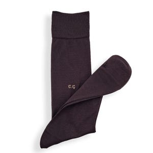 Personalized Brown Thin Mercerized Crew Premium Quality Socks, Suit Embroidered Socks, Groomsmen Gift