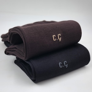 Personalized Black-Brown Thin Mercerized Crew Premium Quality Socks, Suit Embroidered Socks, Set of 6 Pairs, Groomsmen Gift