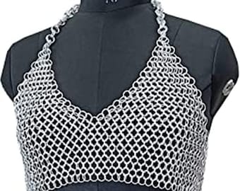 Middeleeuwse maliënkolder rok en top aluminium butted ring rave festival outfit handgemaakt kostuum hallween cadeau