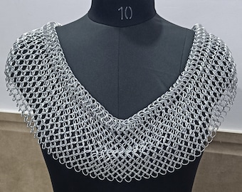 Chainmail Scarf Handmade European Weave Aluminum Butted Ring Shoulder Jewelry Medieval Cosplay Costume Larp Ren Faire, Mother's Day Gift