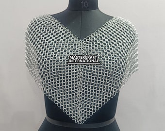 Aluminium maliënkolder butted ring schouder harnas maliënkolder voor middeleeuwse cosplay, renaissance faire, LARP en Halloween kostuum cadeau