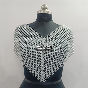 Aluminum Chainmail Collar Butted Ring Shoulder Armor Chainmail Shawl for Medieval Cosplay, Renaissance Faire, LARP & Halloween Costume Gift
